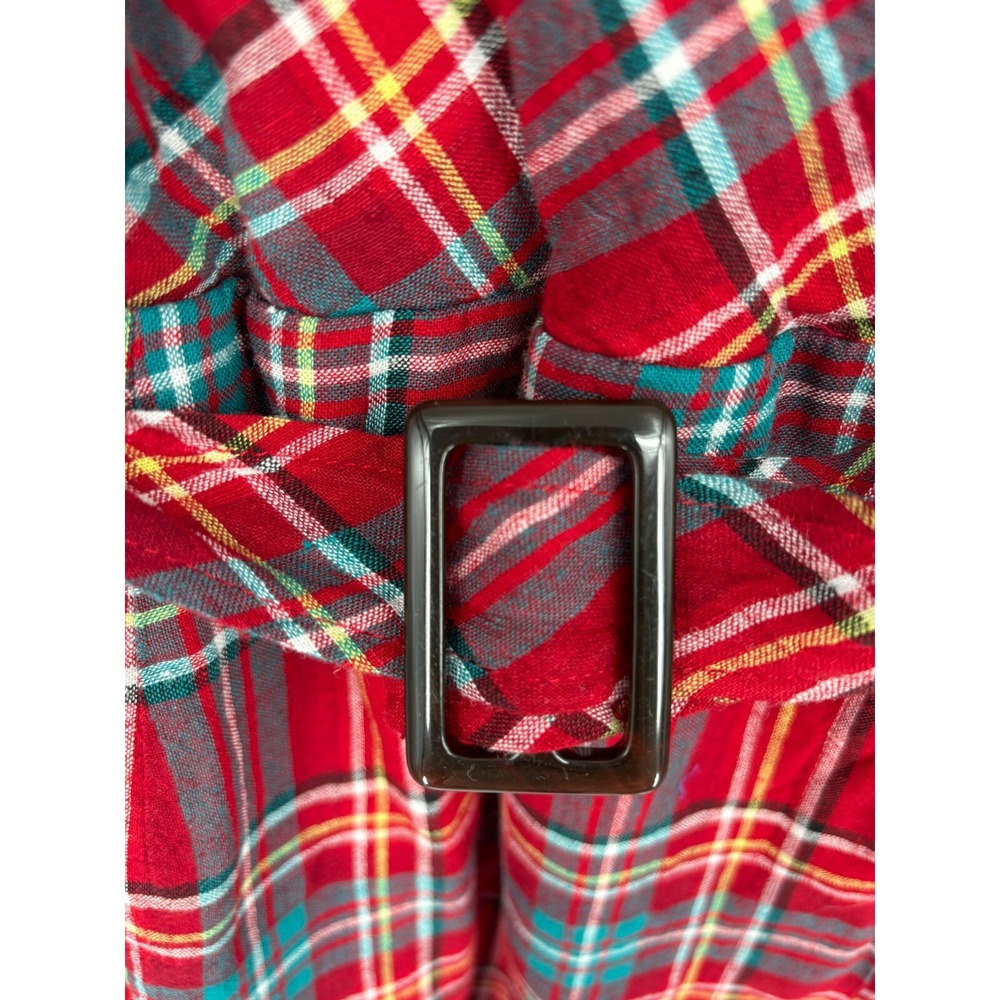Urban Outfitters Dress Womens XS Red Plaid Sleeveless Mini Belted New - Picture 5 of 13